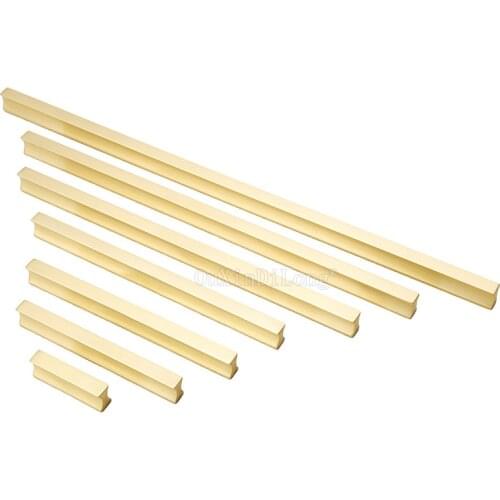 4PCS Lengthen Pure Brass Furniture Handles Kitchen Cabinet Pulls Handles Cupboard Wardrobe Drawer Cabinet Handles & Knobs GF131