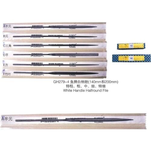 140MM 6Pcs/set White Handle Halfround Files Set Goldsmith Tools for Jewelry Engraving