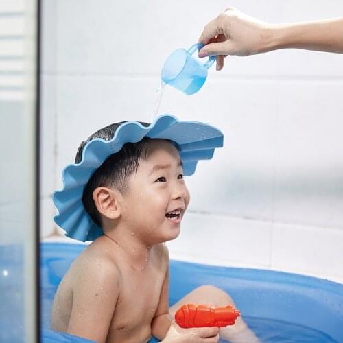 2 Pcs/Lot Adjustable Baby Shower Cap Soft Kids Shampoo Bath Shower Cap Hat Baby Care Bath Protection For Kid Shower Accessory