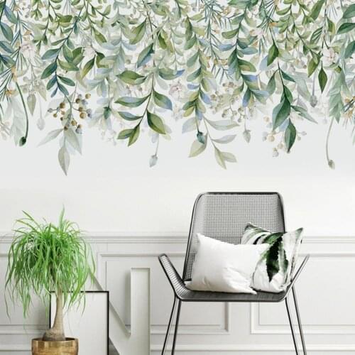 2Pcs Plant Leaf Twig Berry Home Wall Sticker Living Room Decal DIY Decoration refreshing and pretty leaf/berry pattern