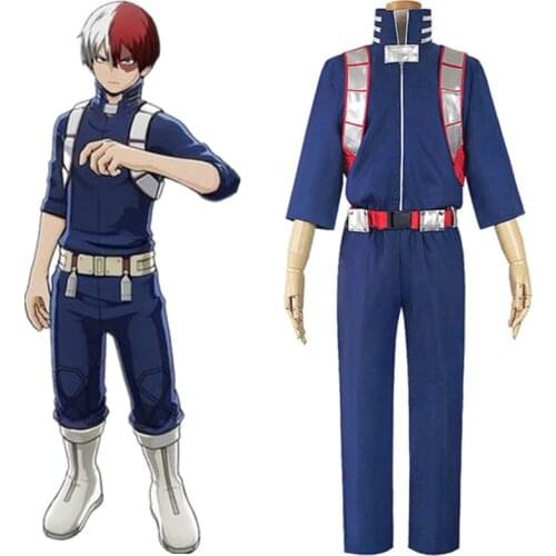 2019 Hot Anime My Hero Academia Boku no Hero Academia Todoroki Shoto Cosplay Costume Top Pants Belt Halloween