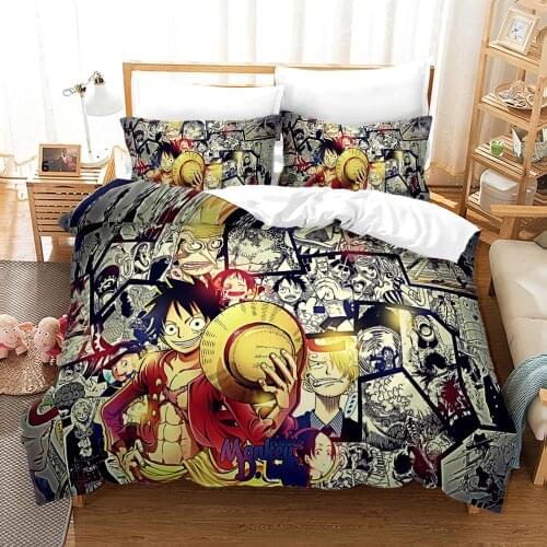 3D Anime Duvet Cover One Piece Digital Printing Luffy Quilt Cover 3pcs Bedding Set Queen King Comforter Cover Single Bedclothes