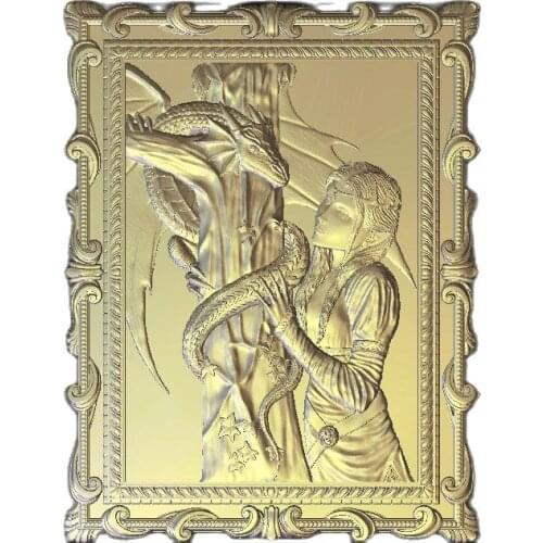 3d model CNC router Artcam Aspire milling Classic Woman Eva and snake relief STL format file M315