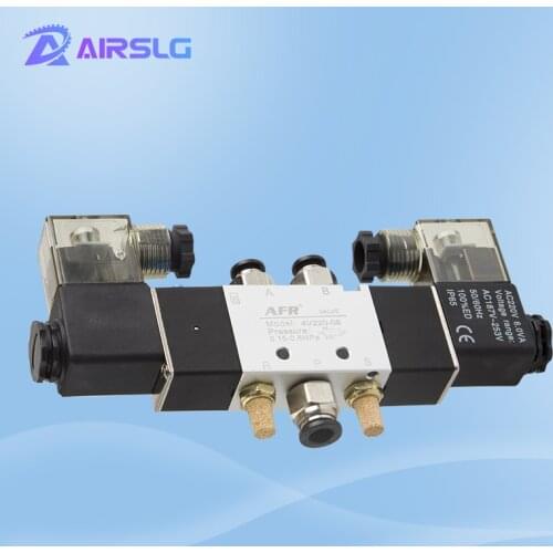 4V220-08 Air Pneumatic Solenoid Valve 5 way 2 Position 1/4" Aluminum Alloy Internal E DC12V DC24V AC110V AC220V