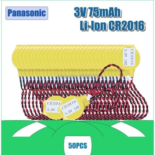 50PCS Panasonic Original CR2016 3V button battery with plug IBM laptop motherboard BIOS COMS battery CR2016