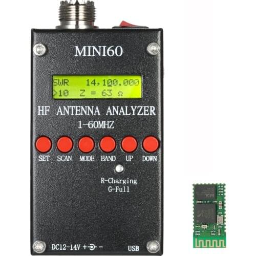 SARK100 1-60MHz Mini60 Antenna Analyzer AD9851 HF ANT SWR Meter for Ham Radio + Bluetoo Module