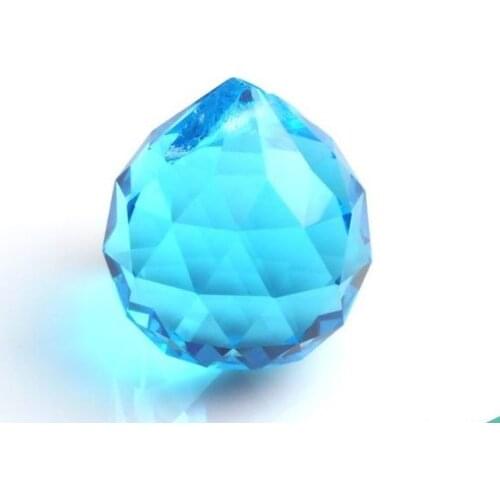 Free rings) 4PCS/lot Sparkle Aqua 30mm Crystal Balls Suncatcher Prisms Pendants for Chandeliers Parts Lamp Rainbow Hanging