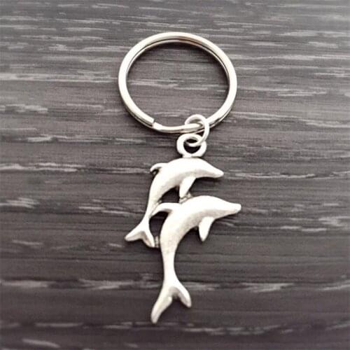 Dolphins Keychain, Mens Gift, Friend Gift, Couples Jewelry, Sea Nautical Keychain, Christmas Gift, Two Dolphins Keyring