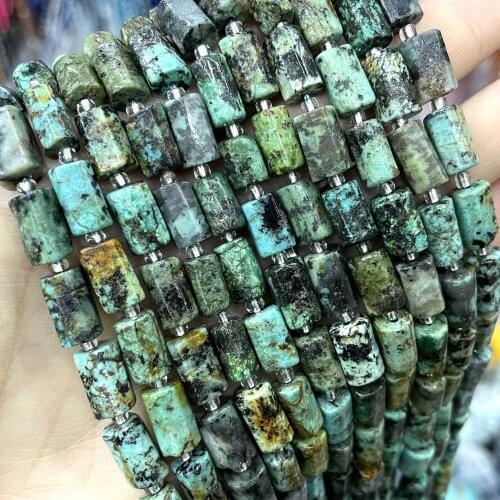 Natural Faceted Africa Turquoises Stone Column Shaped Loose Beads For DIY Jewelry Making Bracelet Charms Accessories Necklace