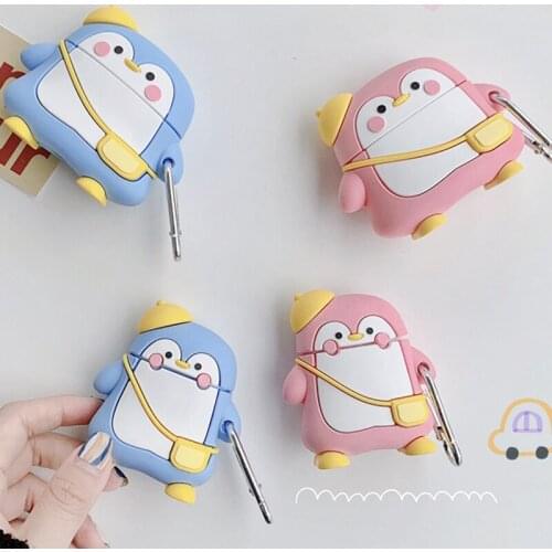 For Airpods Pro 3D Cute Cartoon Hat Backpack Penguin Earpods Case for Apple Airpods 1 2 3 Couple Lovers Wireless Earphone Cover