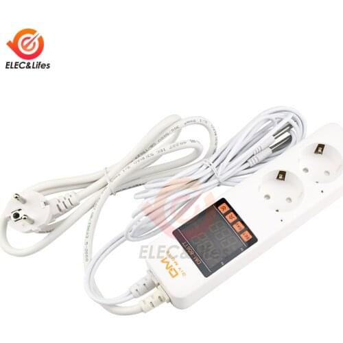 DM-808TT AC 85-250V 10A Thermostat Digital Temperature Controller Socket Outlet With Probe Heating Cooling US/EU Plug