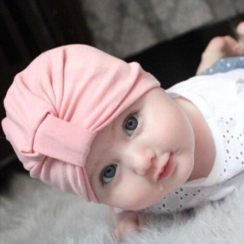 Baby Girls Boys Cotton Soft Turban Knot Hat Infant Toddler Beanies Cap Solid Indian Style Newborn Hat Baby Gift