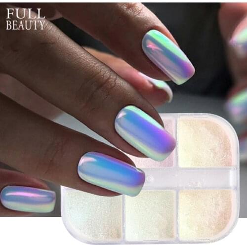 Aurora Mirror Glitter Nail Chrome Pigment Holographic Irridescent Dipping Rub Powder Manicure Design Gel Polish Dust CH1909-12