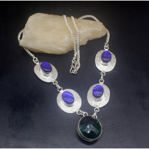 Gemstonefactory Jewelry Big Promotion 925 Silver Marvelous Shiny Green Topaz Women Chain Necklace 50cm 202101415