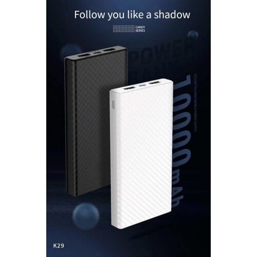 K29 Lithium powerbank 10000mAh portable Charging Power Bank dual USB Interface 2A Current output External Battery Charger bank