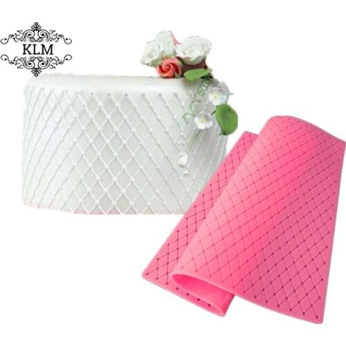 KLM checkered pattern silicone pad fondant cake lace embossed cake mold sugar lace pad cake decoration tool embossed pad