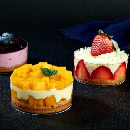 50pcs Net red round cup clear plastic cups 140ml ice cream cup birthday party wedding baking packaging pastry cake mousse cup