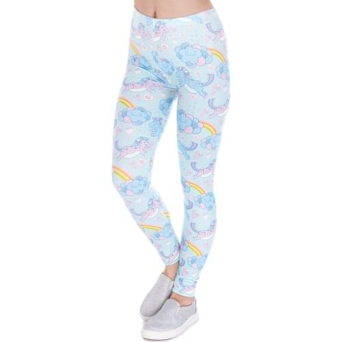 New Spring Woman Legins Unicorn Clouds Printing Legging Fashion Women High Waist Leggings