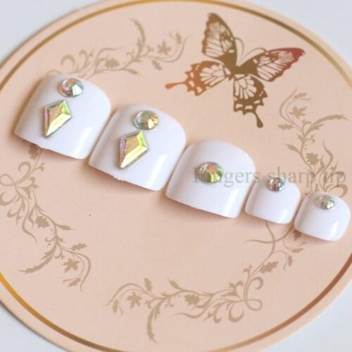 2020 Best selling handmade short paragraph round toe candy fake tail Transparent white 24PCS #N37