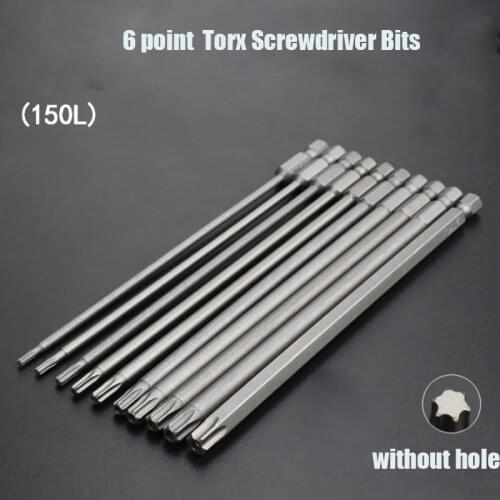 1pcs 150mm Length 1/4" Hex Shank Magnetic Star Torx Screwdriver bit T8 T9 T20 T25 T27 T30 T40 Tool For Exact Screw Unscrew