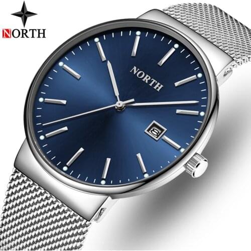 NORTH Watch Men Luxury Brand Fashion Quartz Watch Steel Mesh Band Casual Men Watches Waterproof Sport Watch Relogio Masculino