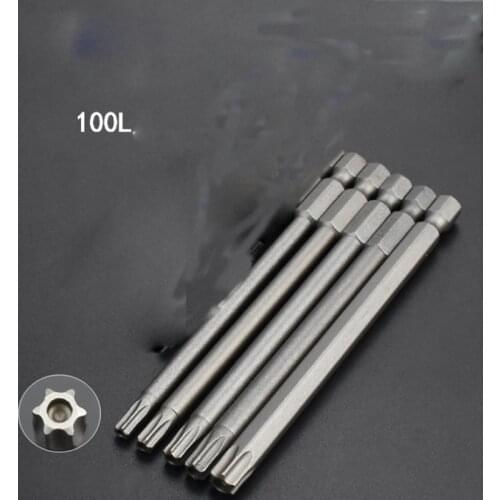 1Pc 100mm long T6-T40 Magnetic Torx Screwdriver Bits Set Electric Screwdriver head T6,T7,T8, T10, T15, T20, T25, T27, T30, T40