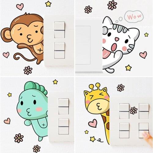 Switch Stick Animal Hide and Seek Living Room Dormitory Creative Cartoon Childrens Kindergarten Classroom Layout Wall Sticker