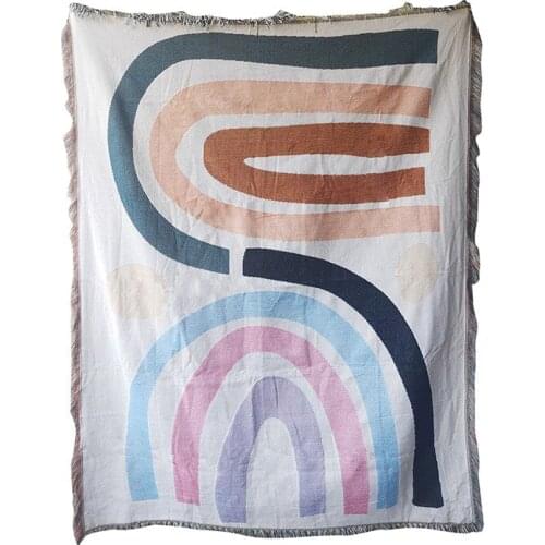 Nordic Geometry Sofa Blanket Double Sided Leisure Wall Tapestry Soft Tassel Warm Dustproof Cover Blankets Nap Shawl Bed Sheet