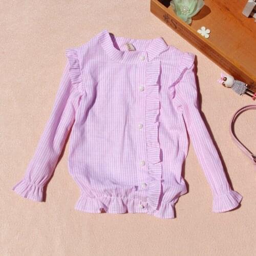 2019 Autumn Baby Girl Clothes Children Clothing Girls School Blouses Cotton Child Shirt Striped Blusas Kids Clothes 2 Colors