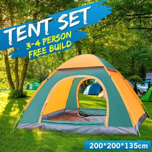 3-4 Person Full Automatic Pop Up Outdoor Family Camping Tent Easy Instant Open Tents Waterproof UV Instant Shade Portable Rooms