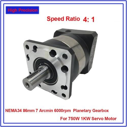 Planetary Reducer 4:1 Speed Ratio Flange 90mm 7Arcmin 19MM Input Shaft Gearbox 6000rpm for 750W 1 KW Servo Motor CNC