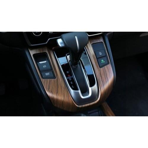 Luxury Wood Chrome For Honda CRV 2017 Car Interior Gear Panel Decorative Frame Cover Trims Car Styling Auto Accessories