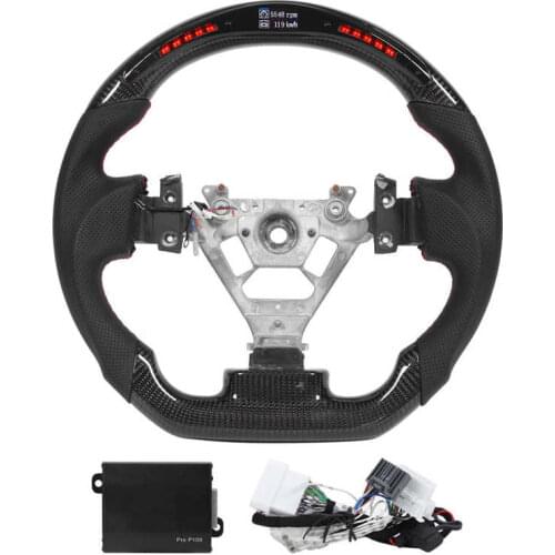 Steering Wheels Carbon Fiber LED Shift Lights Display Steering Wheel Perforated Leather Fit for Nissan 350z 2003-2008