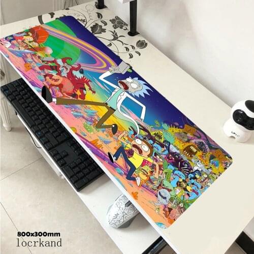 Cute Mousepad Mat Cartoon Anime Rick Morty Creative Funny Locking Edge Keyboard Mouse Pad Desk Computer Game Gamer Gaming Player