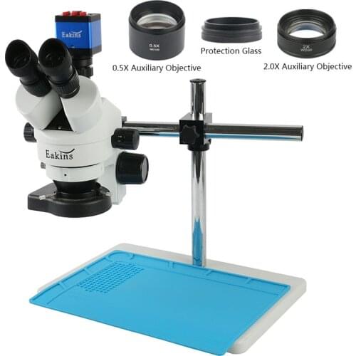 3.5X-90X Simul-Focal Trinocular Stereo Microscope 14MP 1080P HDMI VGA Lab Video Camera 144 Light For Repair Mobile Phone Tools