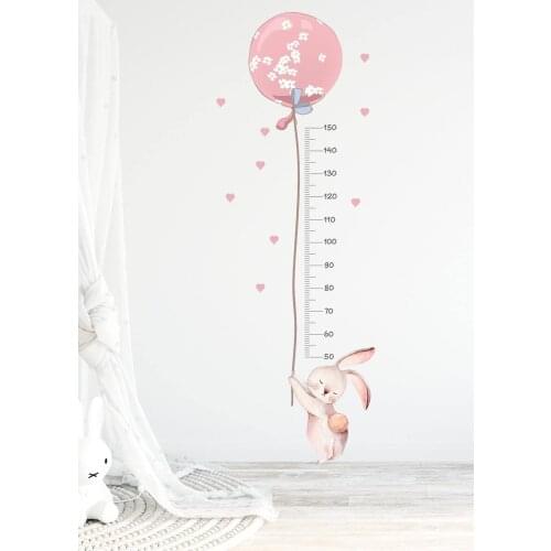 Home Decoration - Bunny Height Meter Wall Sticker Set with Balloons - Kids - Fun Products - Colorful - Height Measurement