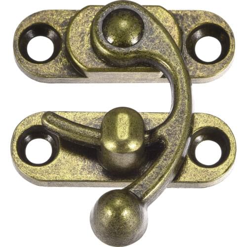 Uxcell Antique Right Latch Hook Hasp 32mmx28mm Swing Arm Latch Bronze Tone 10 Pcs