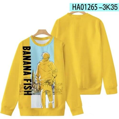 Japanese Anime BANANA FISH 3D Printing Clothes Anime Sweatshirts Fashion Round Neck Long Sleeve Popular Streetwear Oversized