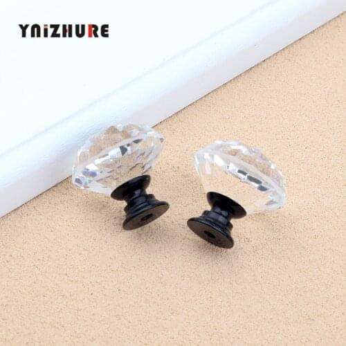 YNIZHURE Design 30mm Black Diamond Shape Crystal Glass Knobs Cupboard Drawer Pull Kitchen Cabinet Door Wardrobe Handles Hardware