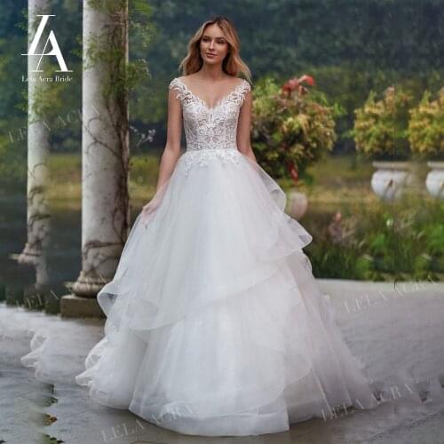 LelaAcra Sweetheart Wedding Dress 2022 Backless Ruffles A-Line Button Plus Size Beach Princess Bride Gowns NE18 Vestido de Noiva
