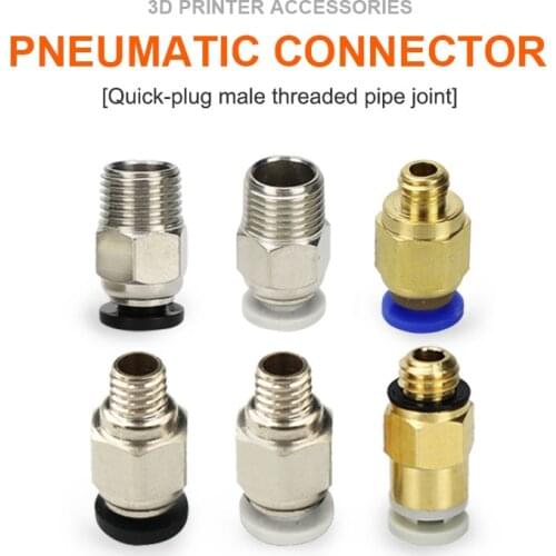 5Pcs 3D Printer Parts Pneumatic Connector PC4-M6 M10 Fittings For 4mm PTFE Tube Bowden Quick Jointer Coupler Accessories