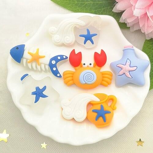 10Pcs New Cute Mixed Ocean Series Flat Back Resin Scrapbooking DIY Jewelry Craft Decoration Accessories