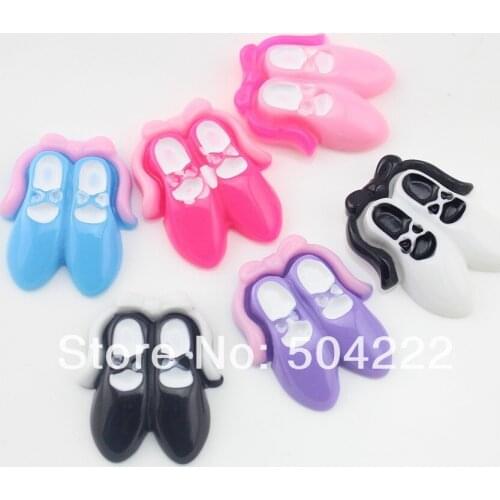 100 pcs mix color Chic Ballet Shoes Cabochons size 25 x 24 mm Cell phone decor, hair accessory supply, embellishment, DIY
