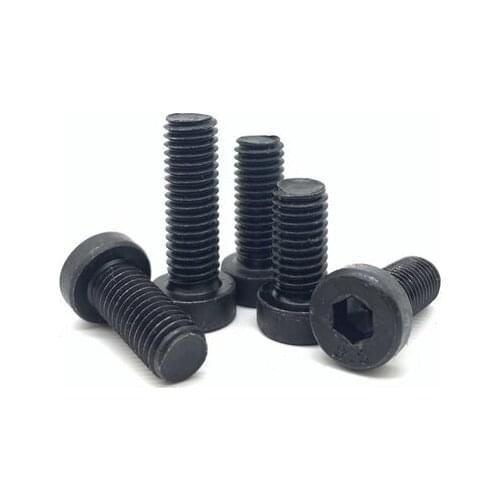 2pcs M16 8.8 level Allen thin head screws hex socket short headed machine teeth screw mechanical bolt black color 30mm-70mm long