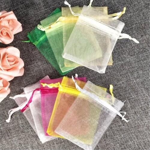 50PCS 7x9 9x12 10x15 11x16 13x18CM Organza Bag Jewelry Packaging Bags Wedding Christmas Decoration Drawable Bags Gift Pouches 7Z