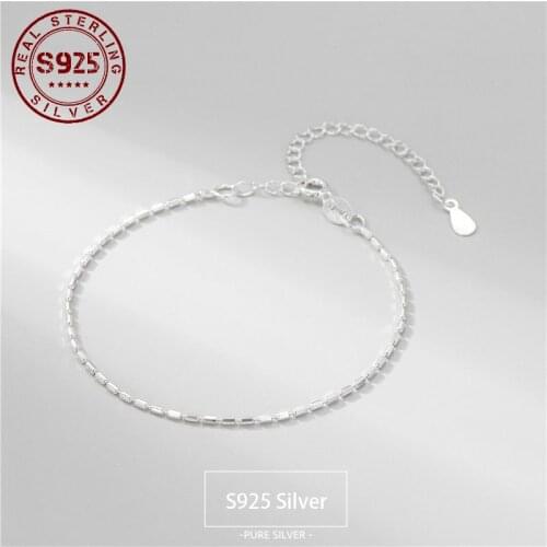 Real 925 Sterling Silver Bracelet For Women String Beads Block Women Bracelet Exquisite Resizable Silver Jewelry High Quality