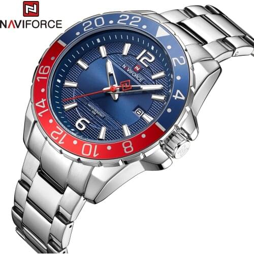 Naviforce Fashion Casual Men Watches Stainless Steel 3ATM Waterproof Military Wristwatch Quartz Calendar Clock Relogio Masculino