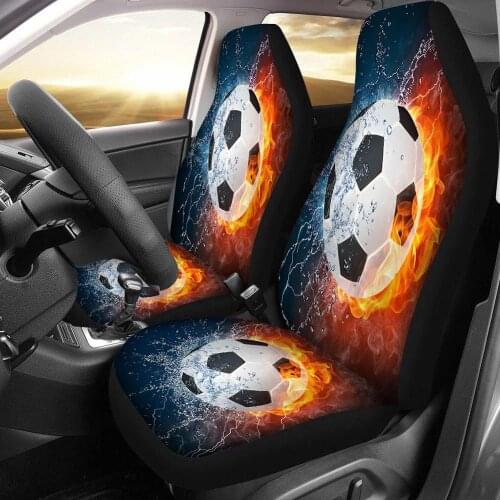 INSTANTARTS Vehicle Seat Covers Automobile Seats Protector 3D Fire Soccer Ball 2 Packs Car Seat Covers Full Wrap Durable 2020