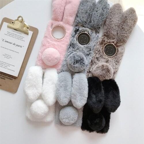 Cute mouse ears Hair Plush phone Case For huawei mate 30 pro mate 20 lite mate 10 P30 P20 P10 P Smart nova 5 5i 3i cover