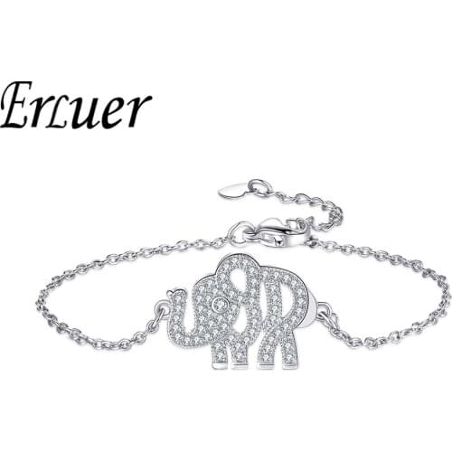 ERLUER Charm Brazilian Elephant Rhinestone Bracelets for Women White Labradorite Mom Summer Zircon Bangle Office Jelwery Gift